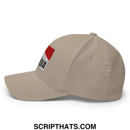 Mulligan Cigarette Red Embroidered Stretch Fit Golf Hat Khaki