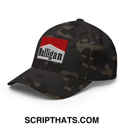 Mulligan Cigarette Red Embroidered Stretch Fit Golf Hat Multicam Black