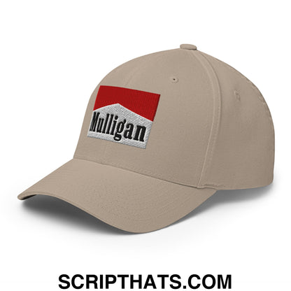 Mulligan Cigarette Red Embroidered Stretch Fit Golf Hat Khaki