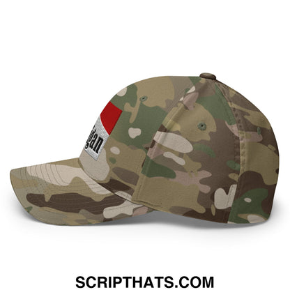 Mulligan Cigarette Red Embroidered Stretch Fit Golf Hat Multicam Green