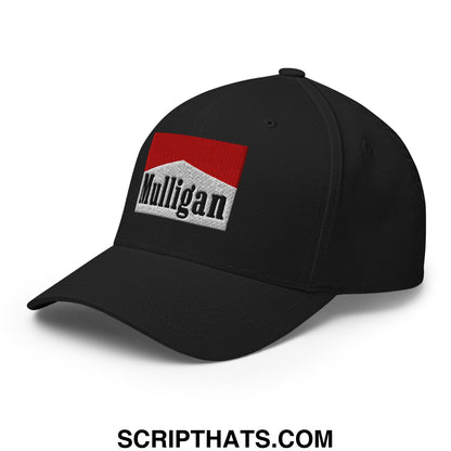 Mulligan Cigarette Red Embroidered Stretch Fit Golf Hat Black