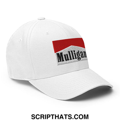 Mulligan Cigarette Red Embroidered Stretch Fit Golf Hat White