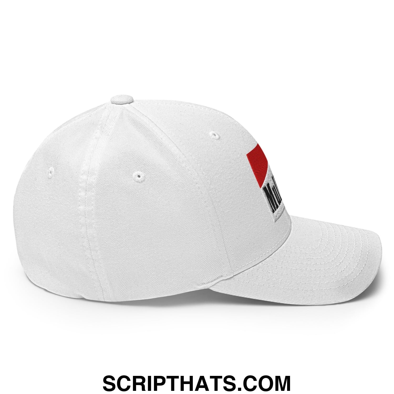 Mulligan Cigarette Red Embroidered Stretch Fit Golf Hat White