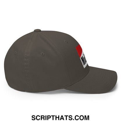 Mulligan Cigarette Red Embroidered Stretch Fit Golf Hat Dark Grey