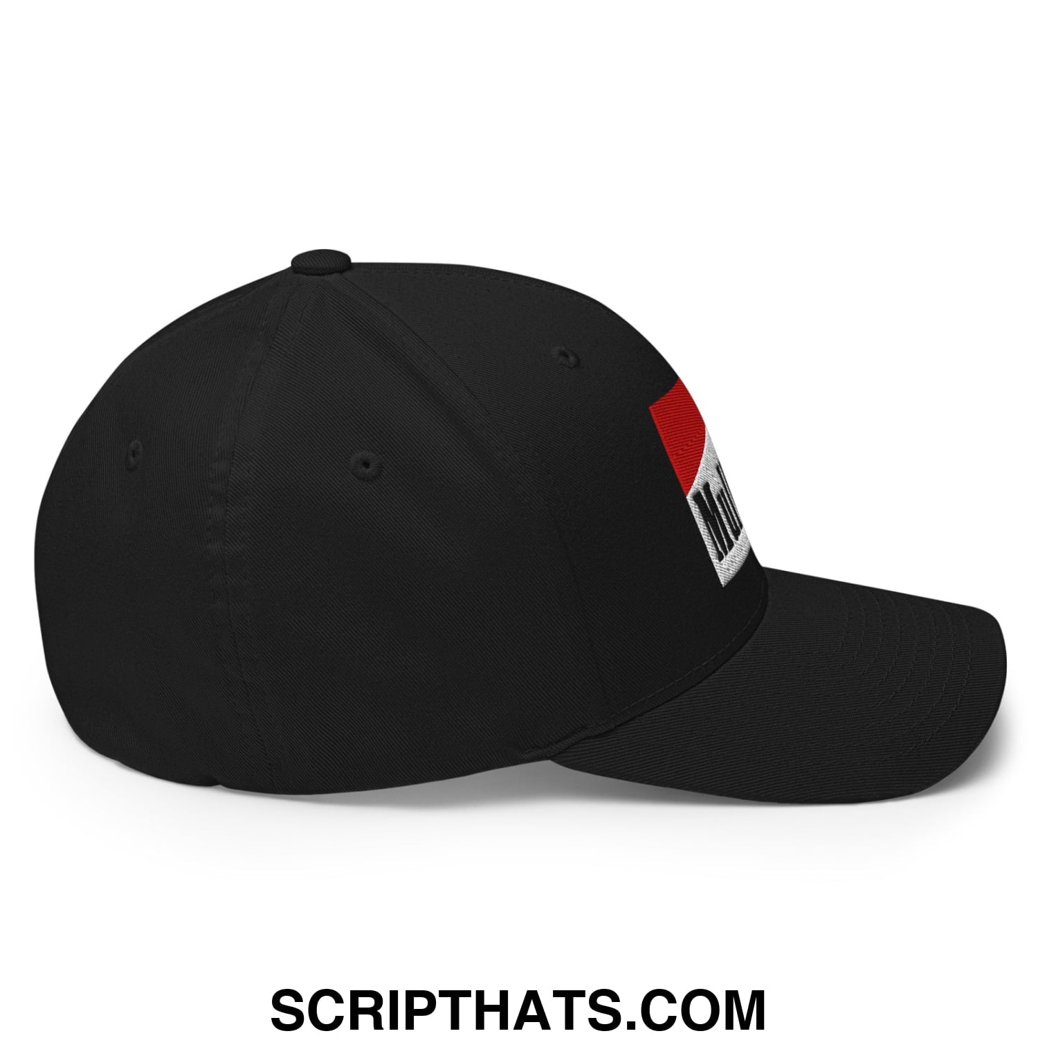 Mulligan Cigarette Red Embroidered Stretch Fit Golf Hat Black