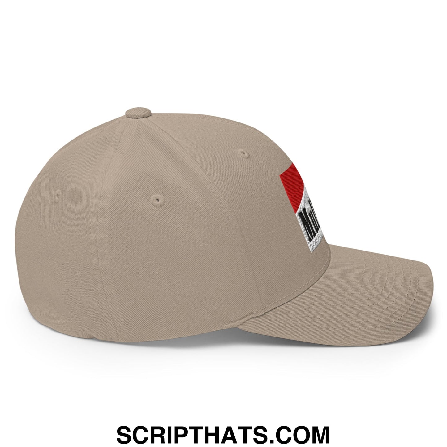 Mulligan Cigarette Red Embroidered Stretch Fit Golf Hat Khaki