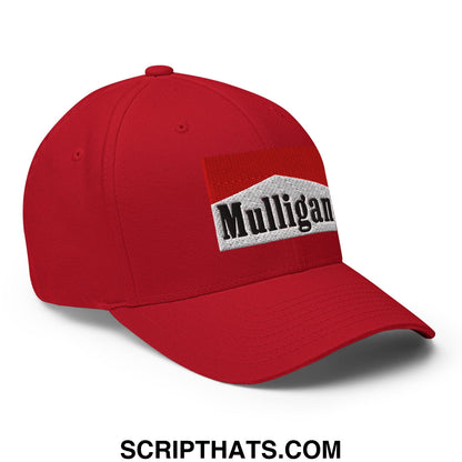 Mulligan Cigarette Red Embroidered Stretch Fit Golf Hat Red