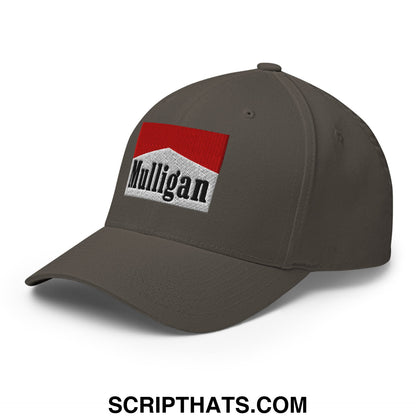 Mulligan Cigarette Red Embroidered Stretch Fit Golf Hat Dark Grey