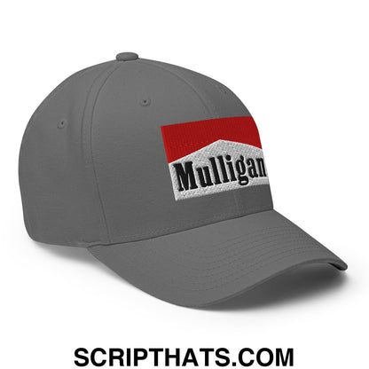 Mulligan Cigarette Red Embroidered Stretch Fit Golf Hat Grey