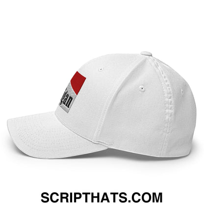 Mulligan Cigarette Red Embroidered Stretch Fit Golf Hat White