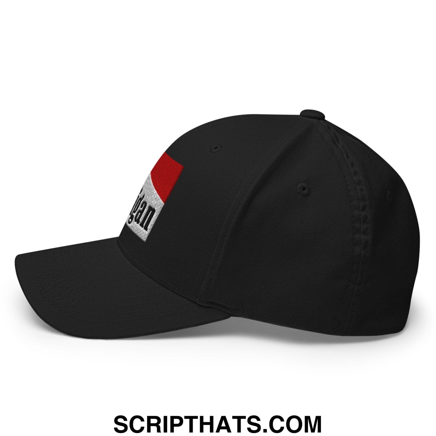 Mulligan Cigarette Red Embroidered Stretch Fit Golf Hat Black