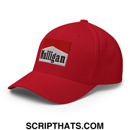 Mulligan Cigarette Red Embroidered Stretch Fit Golf Hat Red