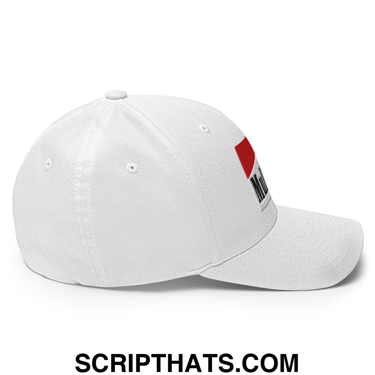 Mulligan Cigarette Red Embroidered Stretch Fit Golf Hat White