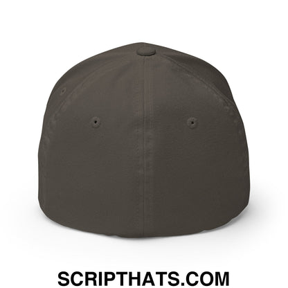 Mulligan Cigarette Red Embroidered Stretch Fit Golf Hat Dark Grey