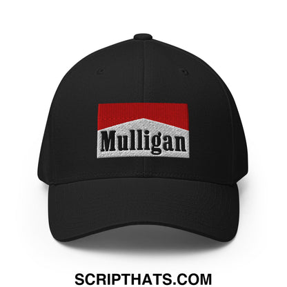 Mulligan Cigarette Red Embroidered Stretch Fit Golf Hat Black