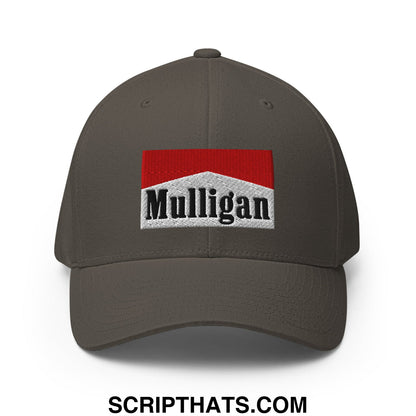 Mulligan Cigarette Red Embroidered Stretch Fit Golf Hat Dark Grey