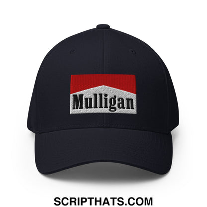 Mulligan Cigarette Red Embroidered Stretch Fit Golf Hat Dark Navy