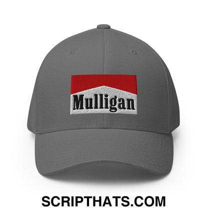 Mulligan Cigarette Red Embroidered Stretch Fit Golf Hat Grey