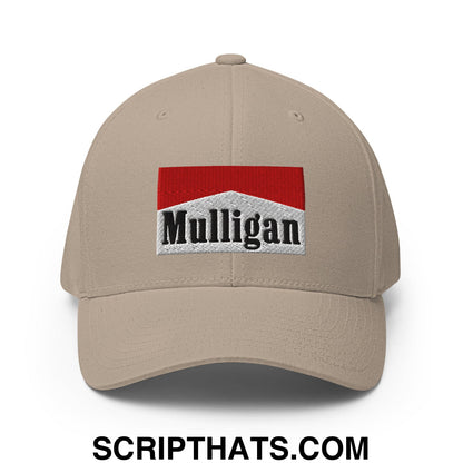 Mulligan Cigarette Red Embroidered Stretch Fit Golf Hat Khaki