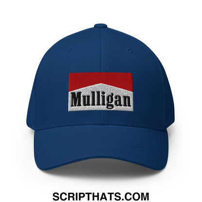 Mulligan Cigarette Red Embroidered Stretch Fit Golf Hat Royal Blue
