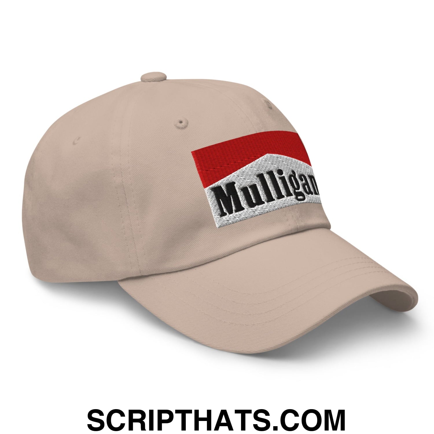 Mulligan Cigarette Red Embroidered Unstructured Golf Dad Hat Stone
