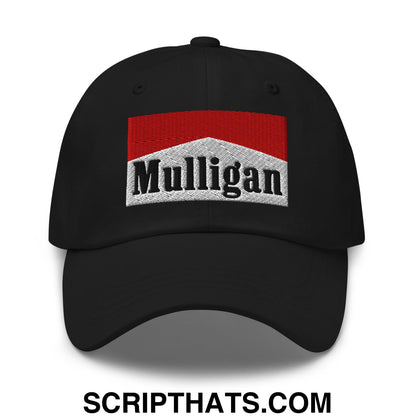 Mulligan Cigarette Red Embroidered Unstructured Golf Dad Hat Black