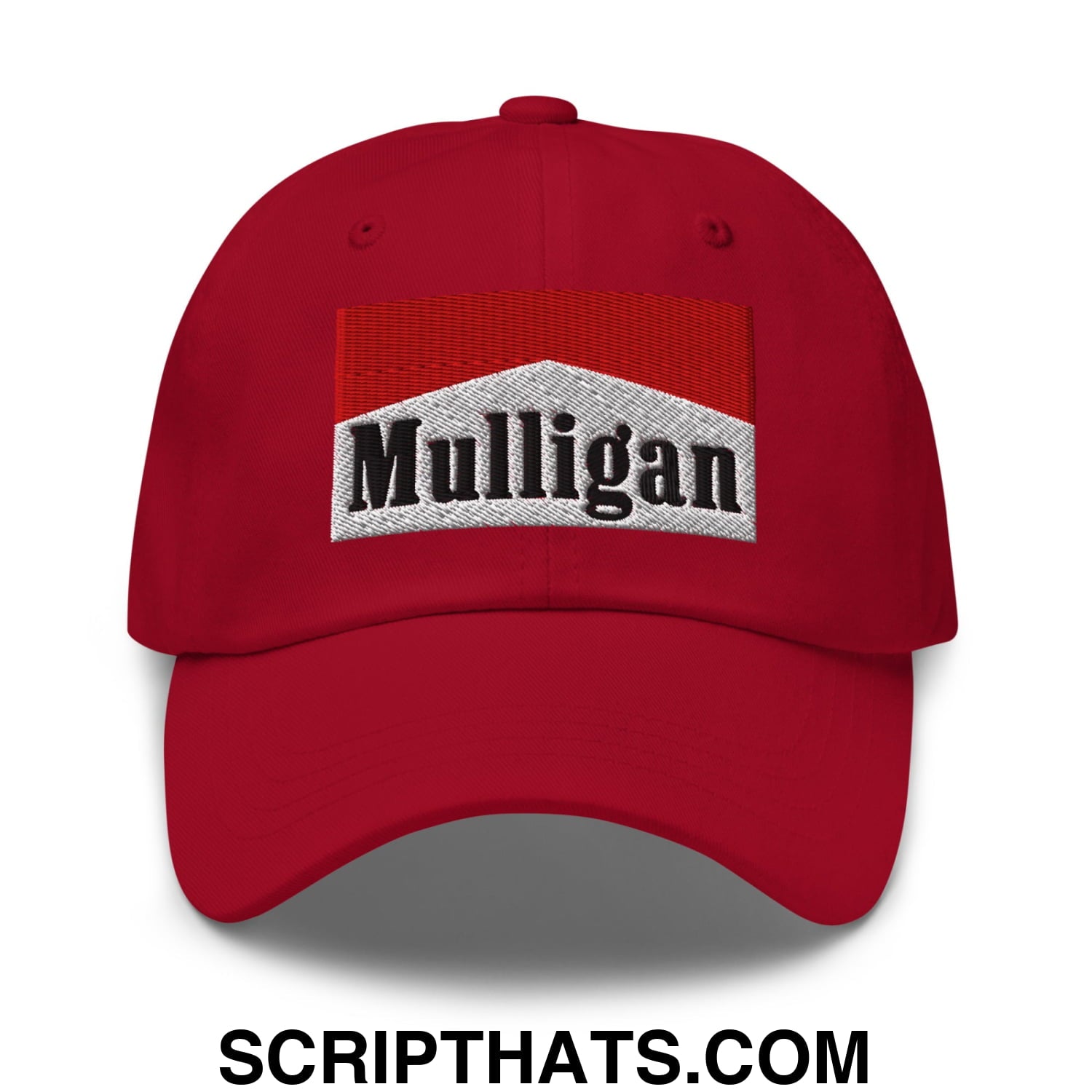 Mulligan Cigarette Red Embroidered Unstructured Golf Dad Hat Cranberry