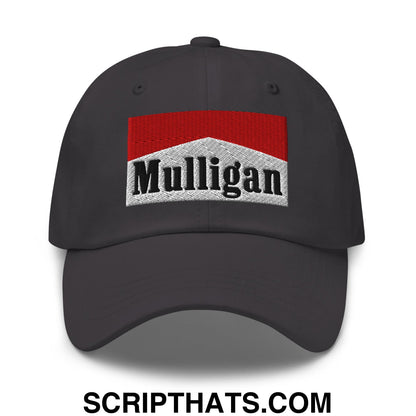 Mulligan Cigarette Red Embroidered Unstructured Golf Dad Hat Dark Grey
