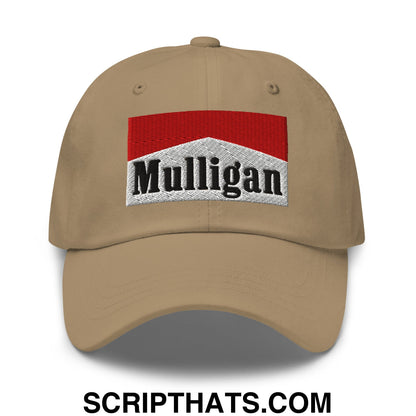 Mulligan Cigarette Red Embroidered Unstructured Golf Dad Hat Khaki
