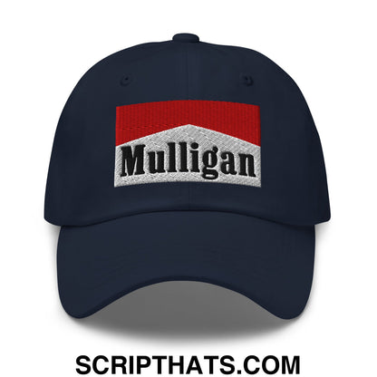 Mulligan Cigarette Red Embroidered Unstructured Golf Dad Hat Navy