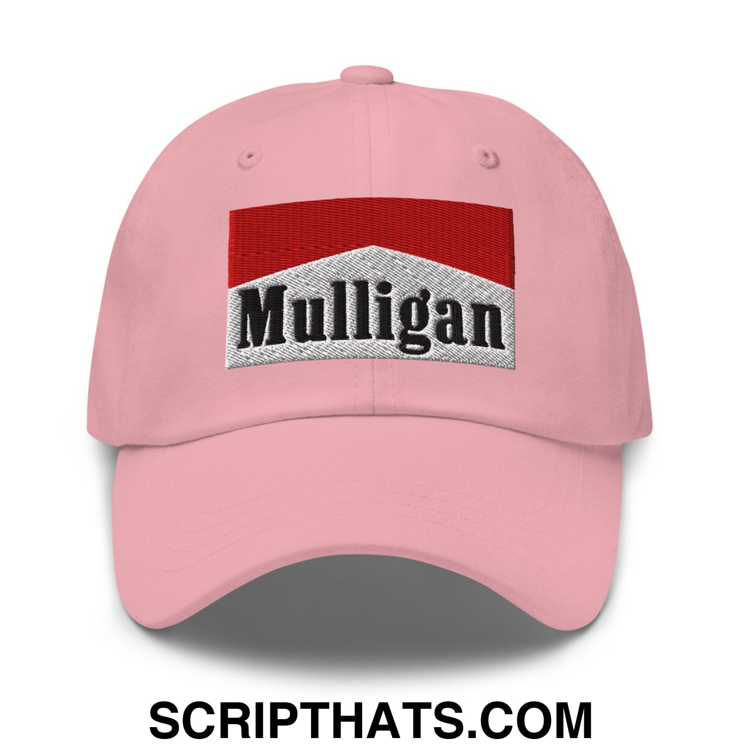 Mulligan Cigarette Red Embroidered Unstructured Golf Dad Hat Pink