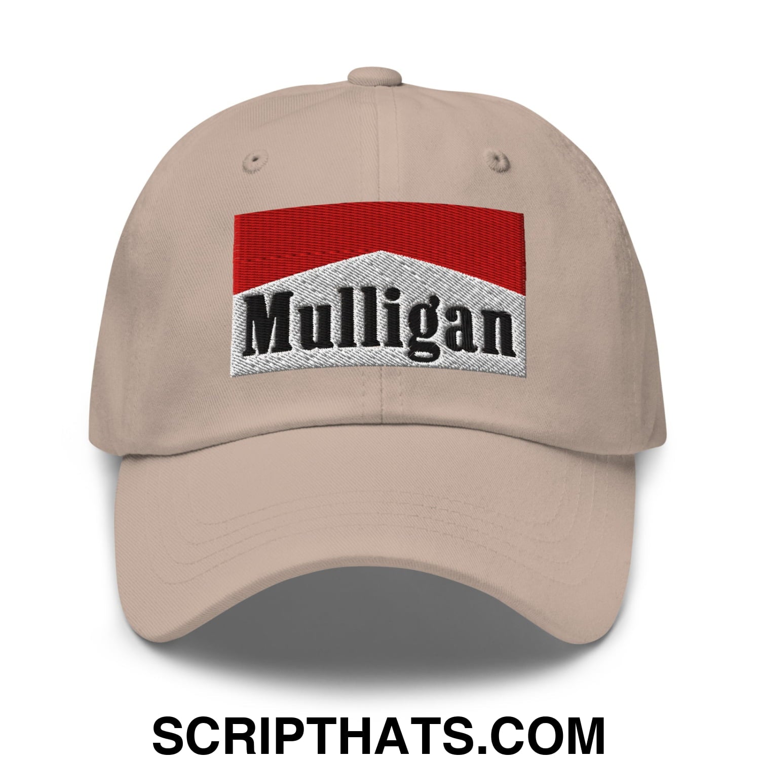 Mulligan Cigarette Red Embroidered Unstructured Golf Dad Hat Stone
