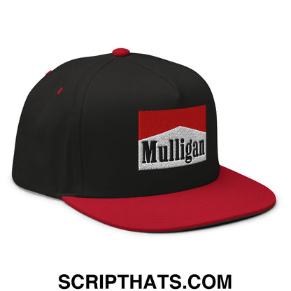 Mulligan Cigarette Red Flat Brim Bill 5 Panel Golf Snapback Hat Black Red