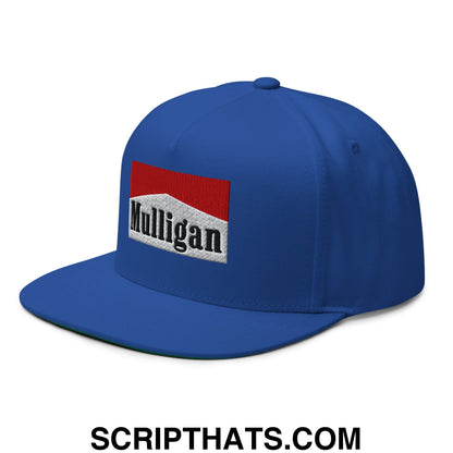 Mulligan Cigarette Red Flat Brim Bill 5 Panel Golf Snapback Hat Royal Blue