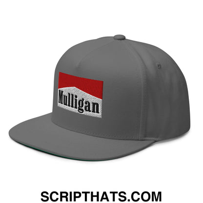 Mulligan Cigarette Red Flat Brim Bill 5 Panel Golf Snapback Hat Grey