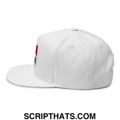 Mulligan Cigarette Red Flat Brim Bill 5 Panel Golf Snapback Hat White