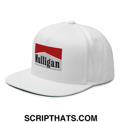 Mulligan Cigarette Red Flat Brim Bill 5 Panel Golf Snapback Hat White