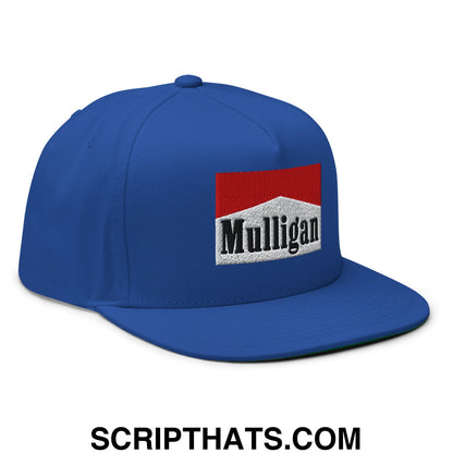 Mulligan Cigarette Red Flat Brim Bill 5 Panel Golf Snapback Hat Royal Blue