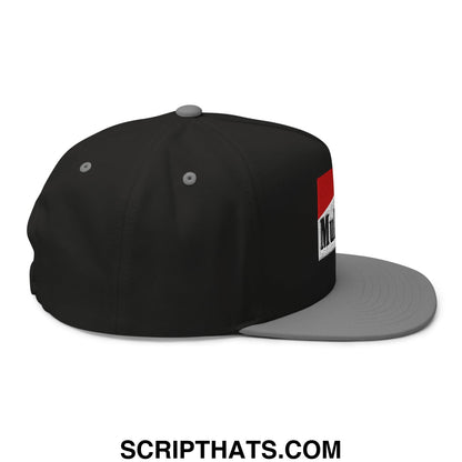 Black snapback cap with gray brim and red and white Marlboro logo patch side for golf use