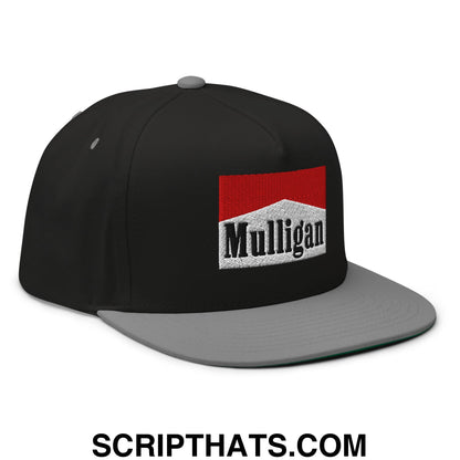 Mulligan Cigarette Red Flat Brim Bill 5 Panel Golf Snapback Hat Black Grey