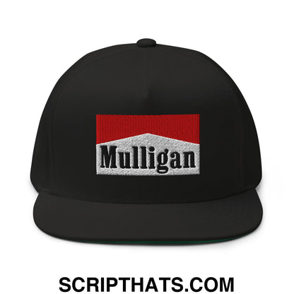 Mulligan Cigarette Red Flat Brim Bill 5 Panel Golf Snapback Hat Black