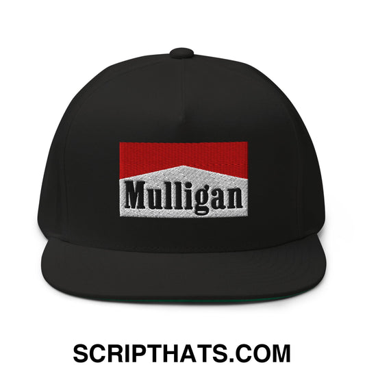 Mulligan Cigarette Red Flat Brim Bill 5 Panel Golf Snapback Hat Black