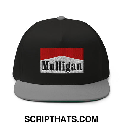 Mulligan Cigarette Red Flat Brim Bill 5 Panel Golf Snapback Hat Black Grey