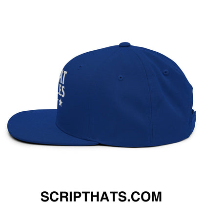 My Boat My Rules Embroidered Flat Bill Brim Snapback Hat Royal Blue