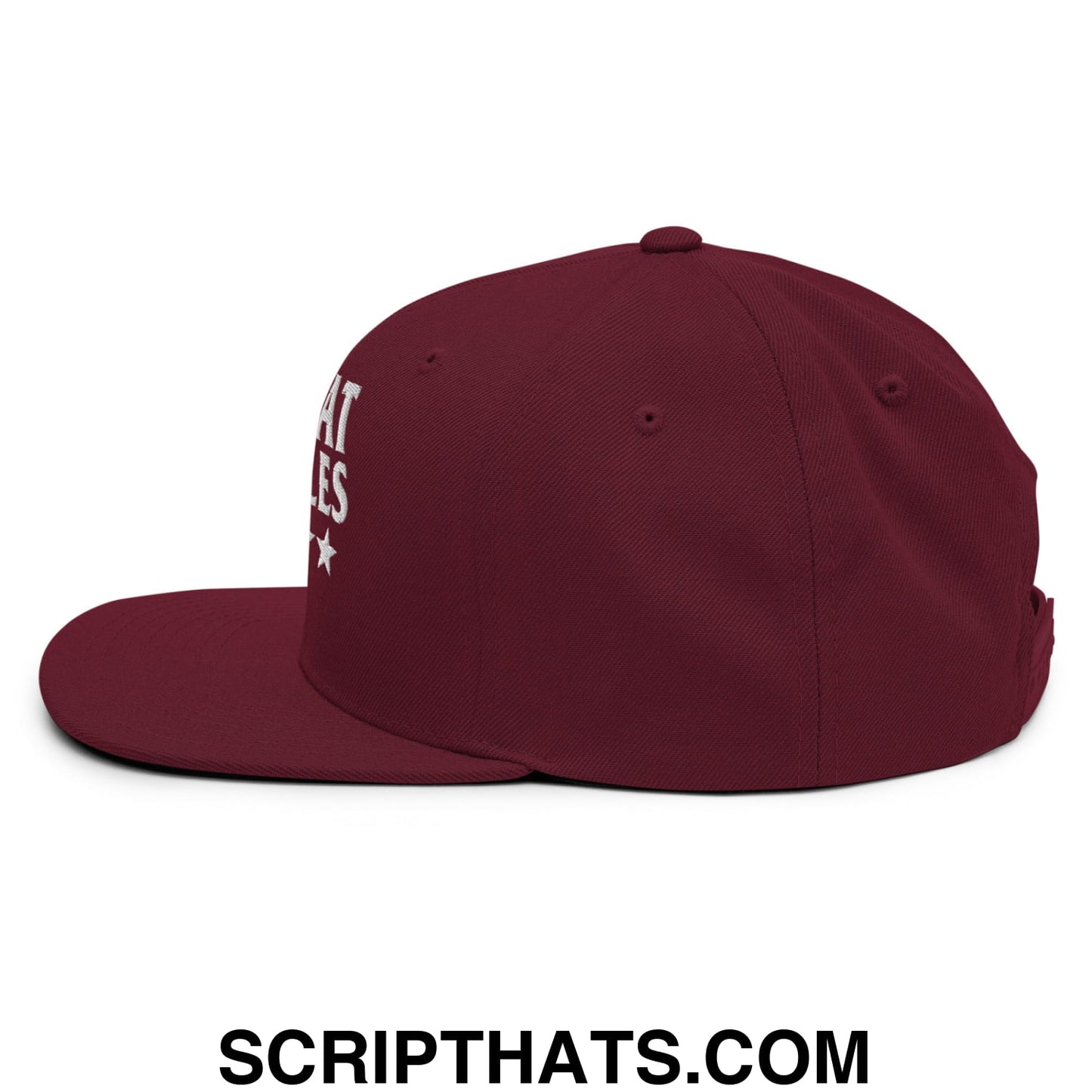 My Boat My Rules Embroidered Flat Bill Brim Snapback Hat Maroon