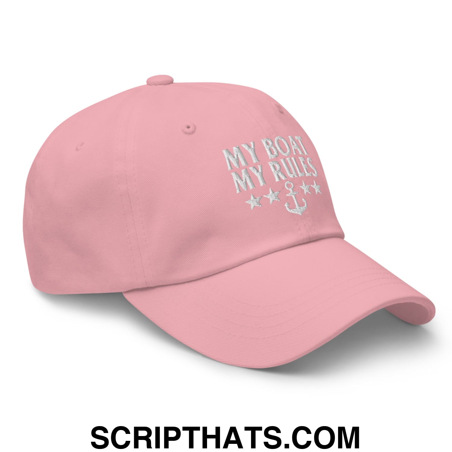 My Boat My Rules Embroidered Unstructured Dad Hat Pink