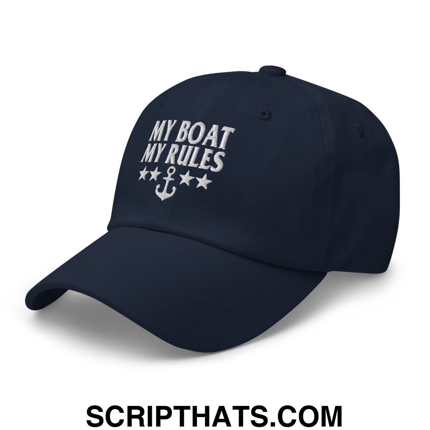 My Boat My Rules Embroidered Unstructured Dad Hat Navy