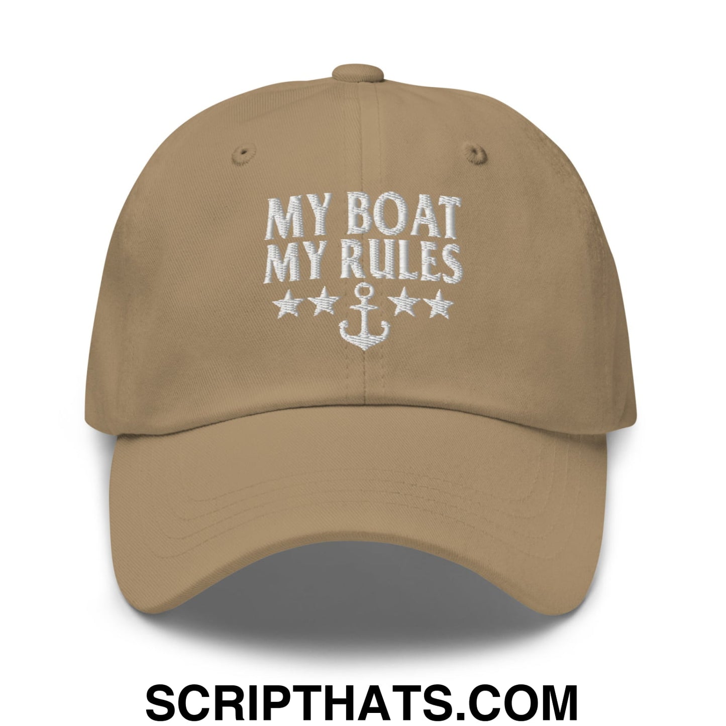 My Boat My Rules Embroidered Unstructured Dad Hat Khaki