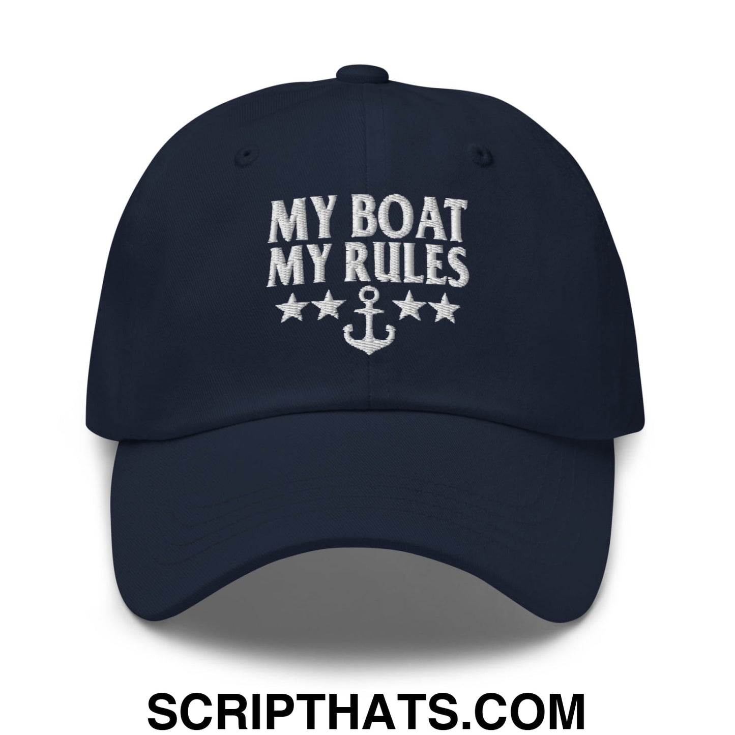 My Boat My Rules Embroidered Unstructured Dad Hat Navy