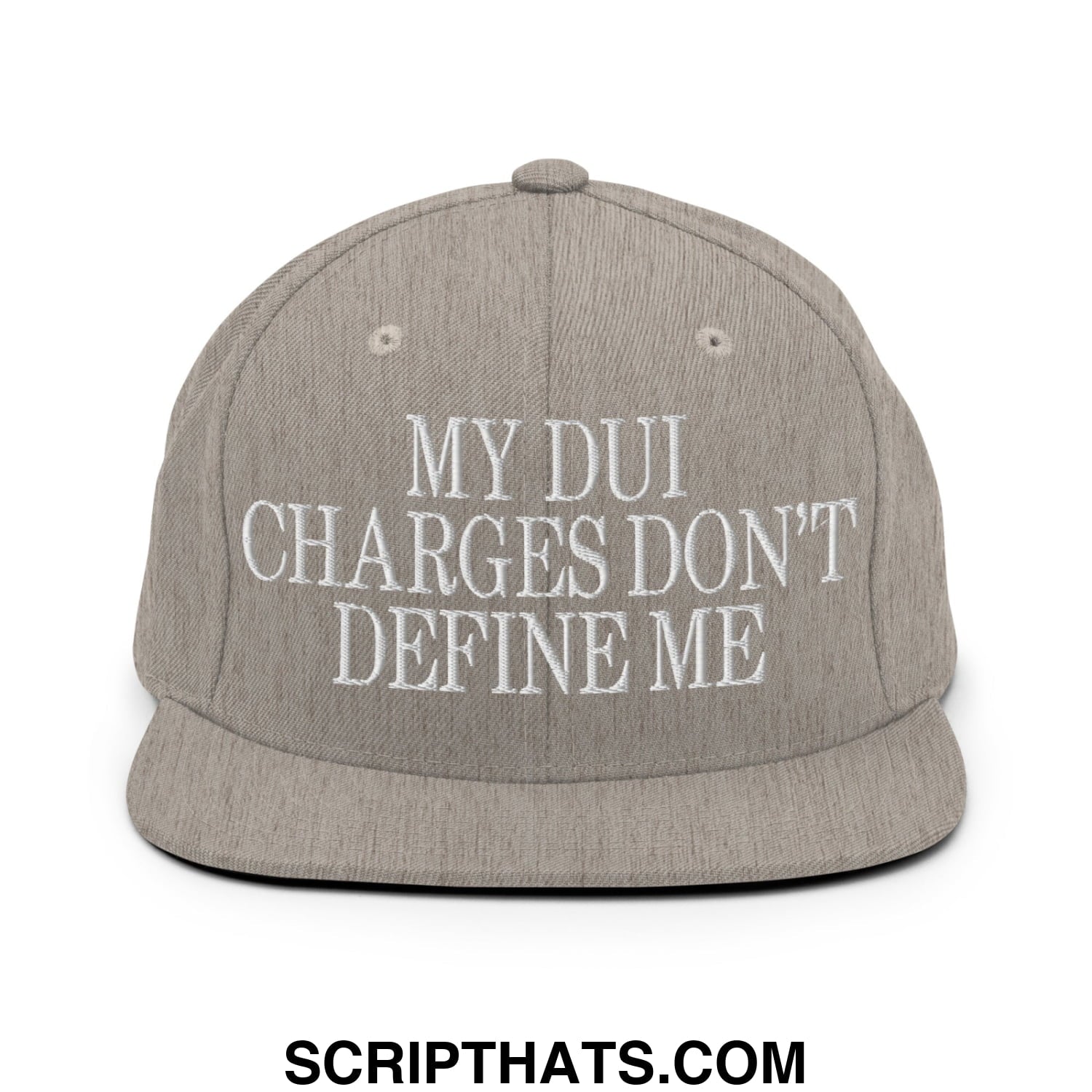 My DUI Charges Don't Define Me Embroidered Flat Bill Brim Snapback Hat Heather Grey